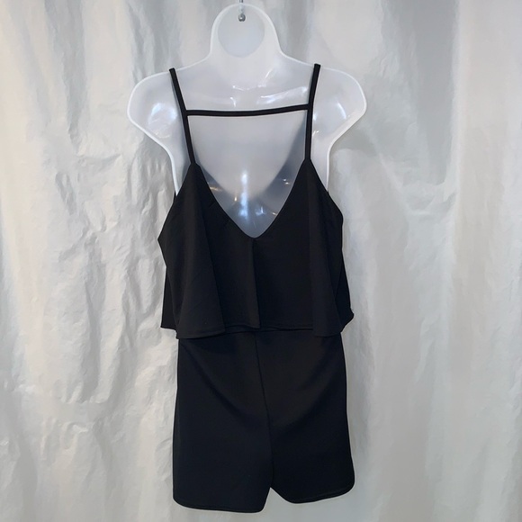 Black US 12 PLUS STEPHANIE DOUBLE LAYER PLAYSUIT - Picture 7 of 15